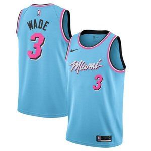 NBA Dwyane Wade Miami Heat Throwback Blue City #3